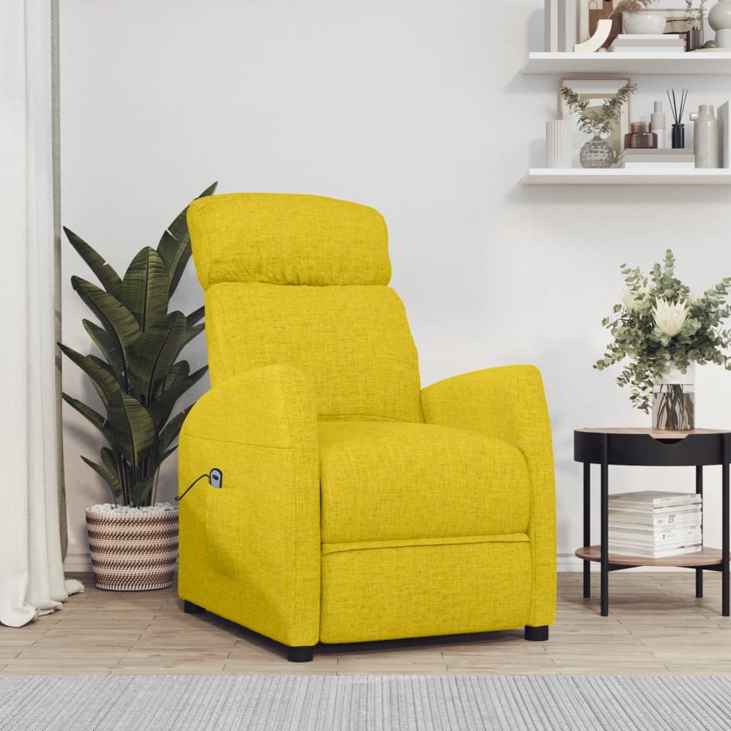 vidaXL Sillón elevable tela amarillo claro