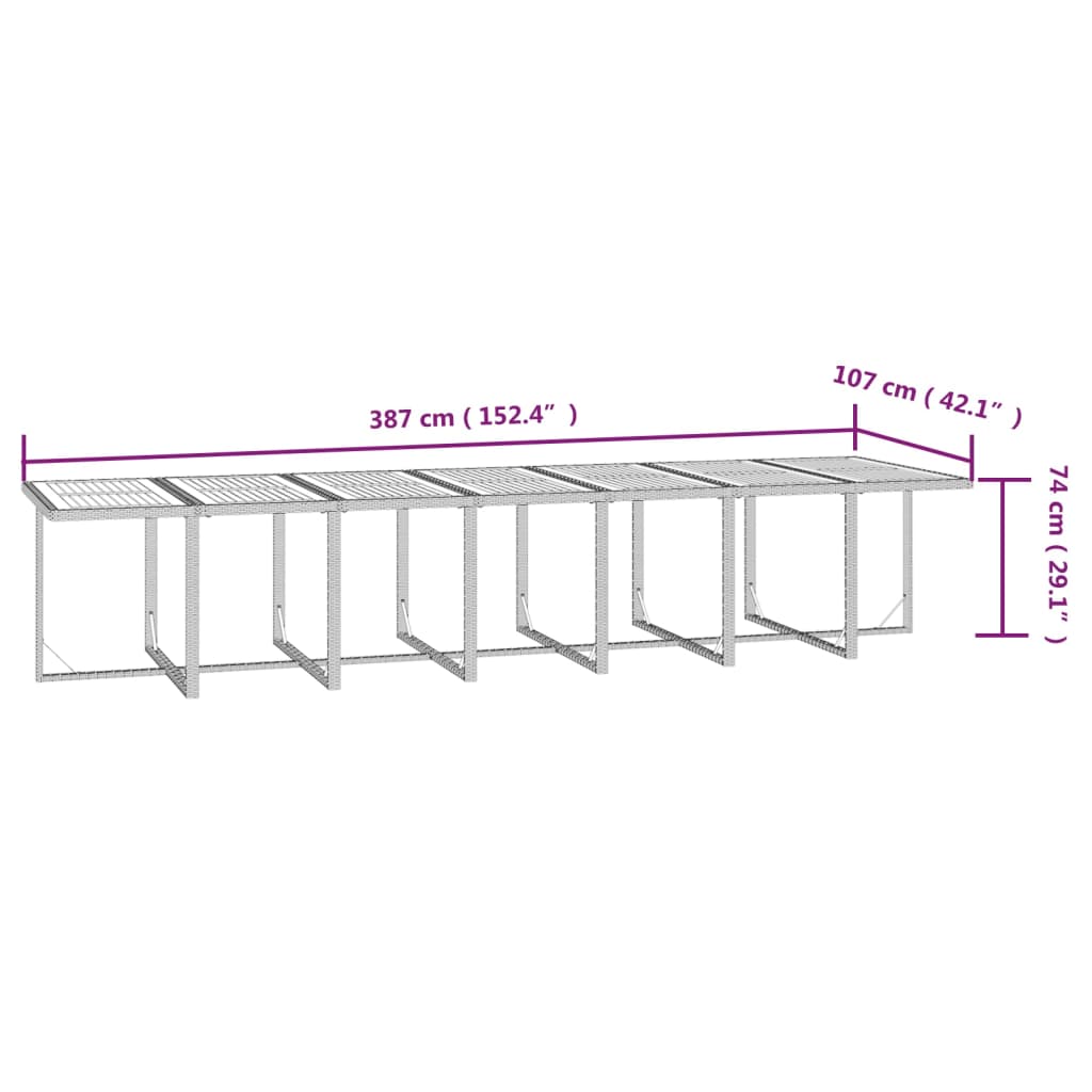 vidaXL Set de comedor jardín 19 pzas con cojines ratán sintético negro