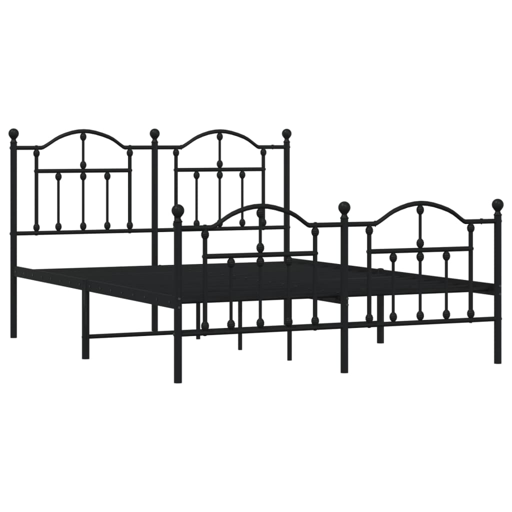 vidaXL Estructura de cama cabecero y estribo metal negro 140x190 cm