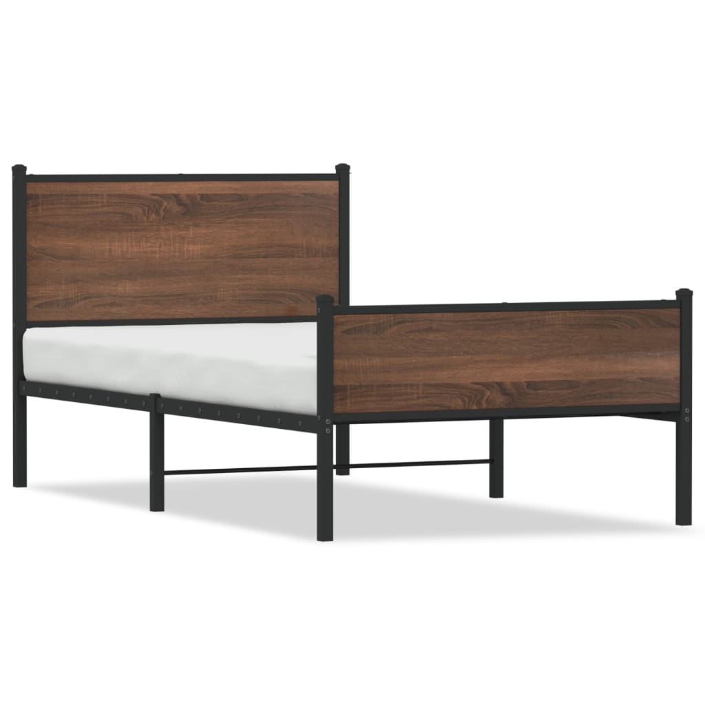 vidaXL Estructura de cama sin colchón metal marrón roble 107x203 cm