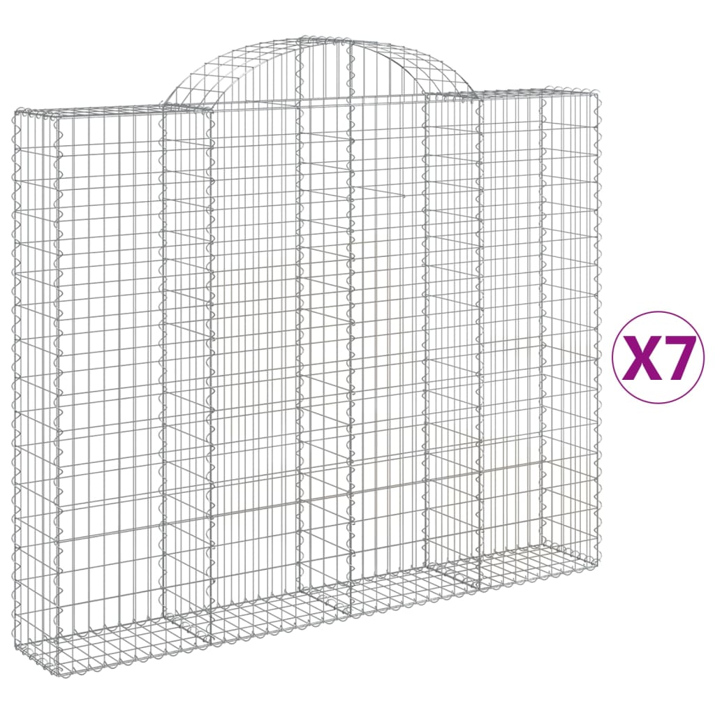 vidaXL Cestas gaviones 7 uds forma de arco hierro 200x30x160/180 cm