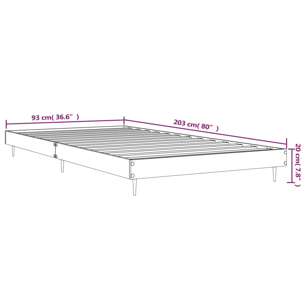 vidaXL Estructura de cama sin colchón madera marrón roble 90x200 cm