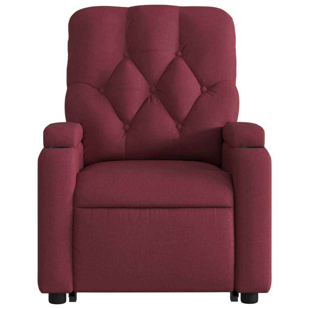 vidaXL Sillón de masaje elevable eléctrico tela rojo tinto