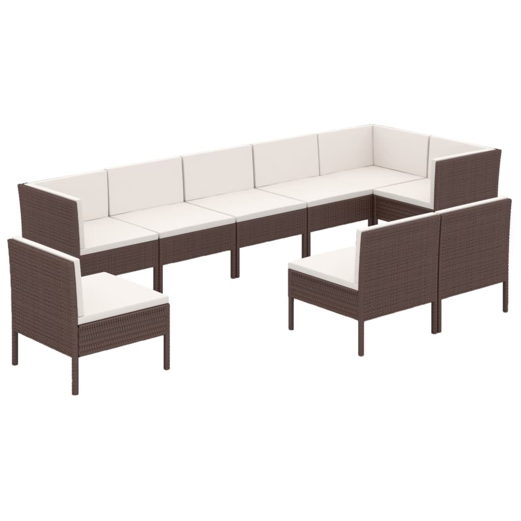 vidaXL Set muebles de jardín 9 piezas y cojines ratán sintético marrón