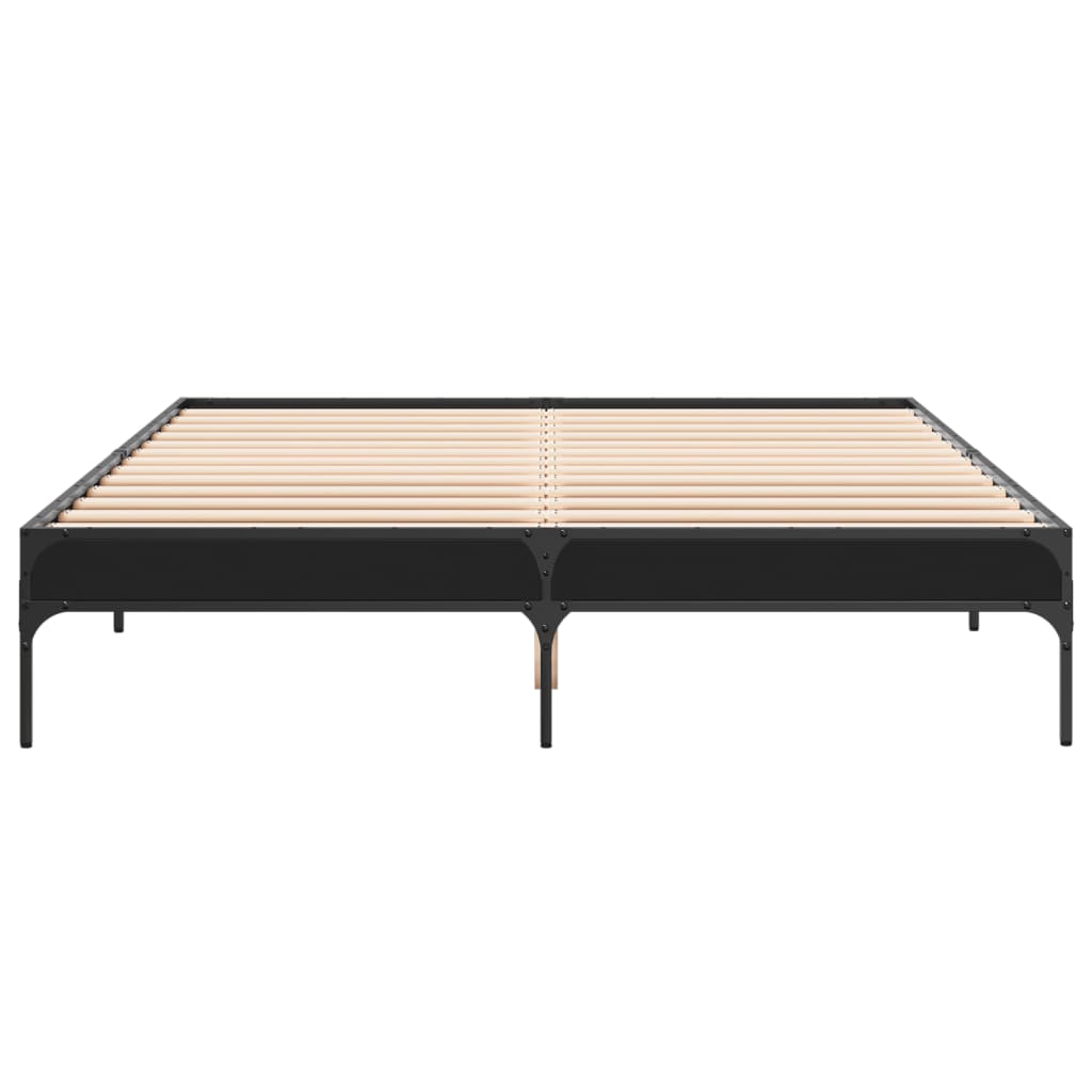 vidaXL Estructura de cama madera de ingeniería y metal negro 140x200cm