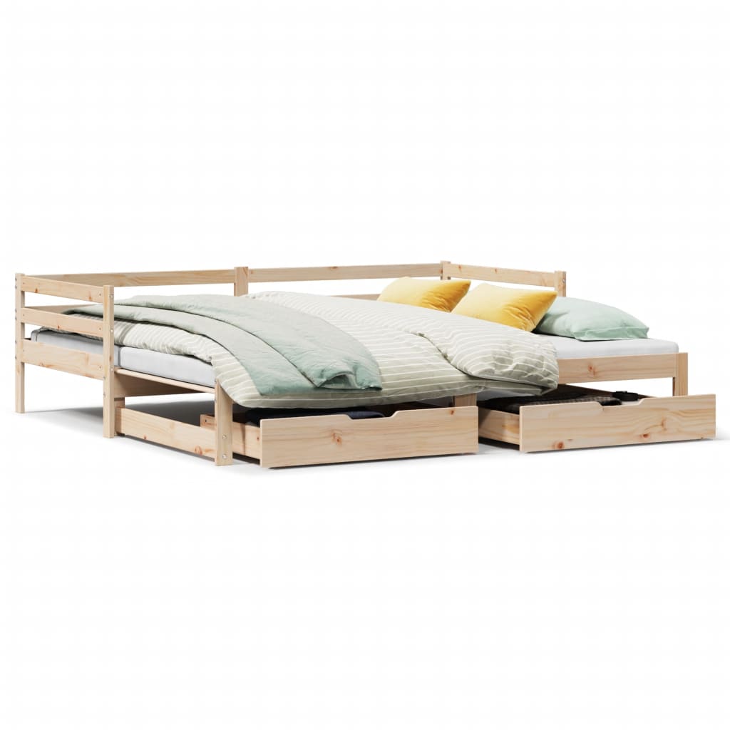 vidaXL Sofá cama nido con cajones madera maciza pino blanca 80x200 cm