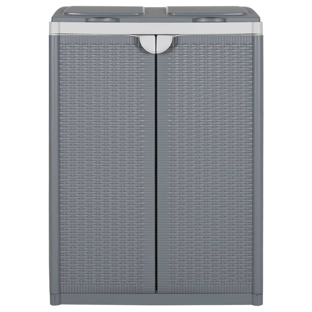 vidaXL Cubo de basura con dos puertas PP gris 65x45x88 cm