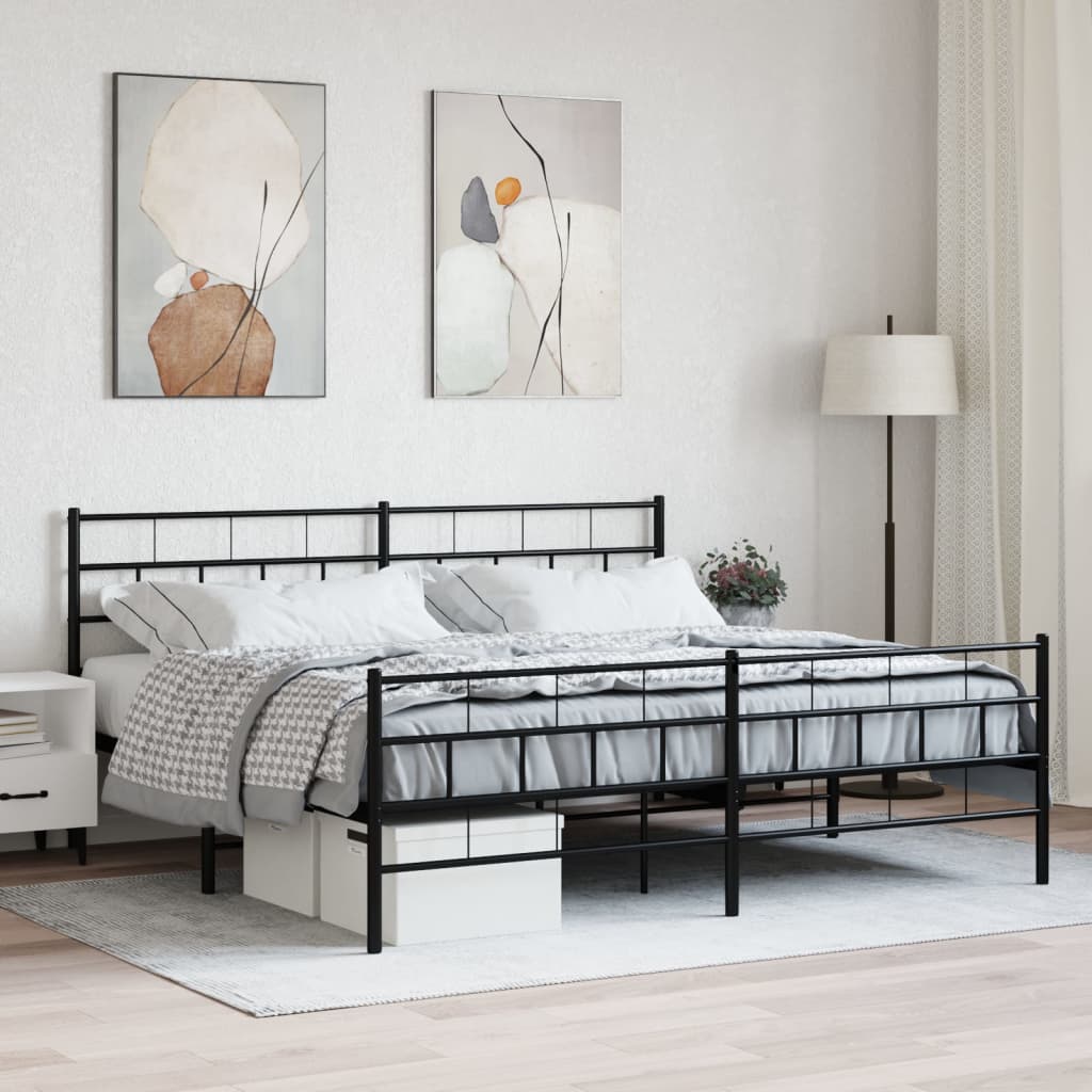 vidaXL Estructura cama sin colchón con estribo metal negro 183x213 cm