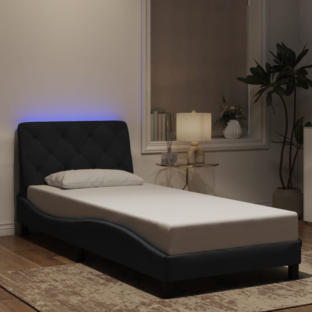 vidaXL Estructura de cama con luces LED terciopelo negro 80x200 cm