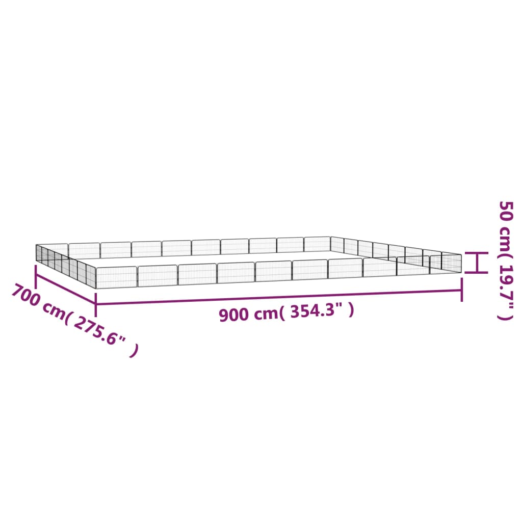 vidaXL Jaula perros 32 paneles acero recubierto polvo negro 100x50 cm