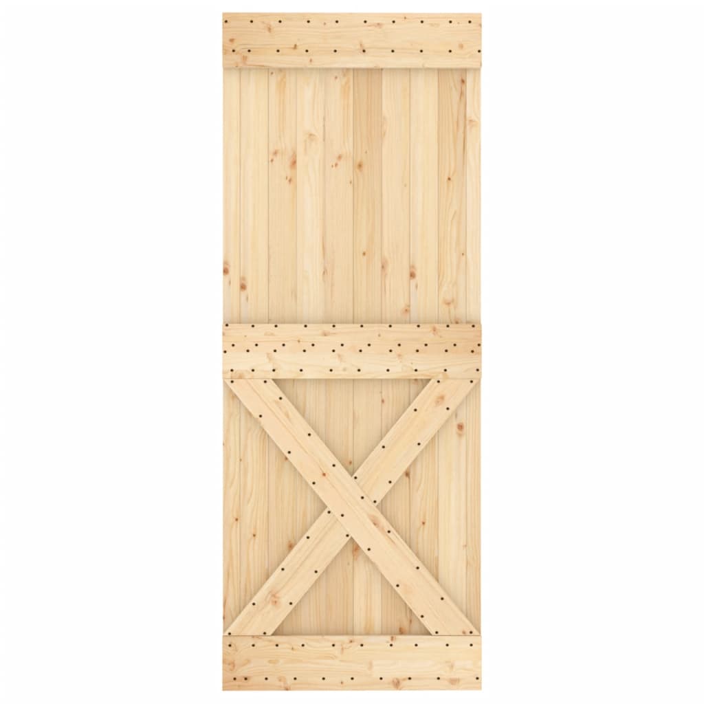 vidaXL Puerta corredera con herrajes madera maciza de pino 80x210 cm