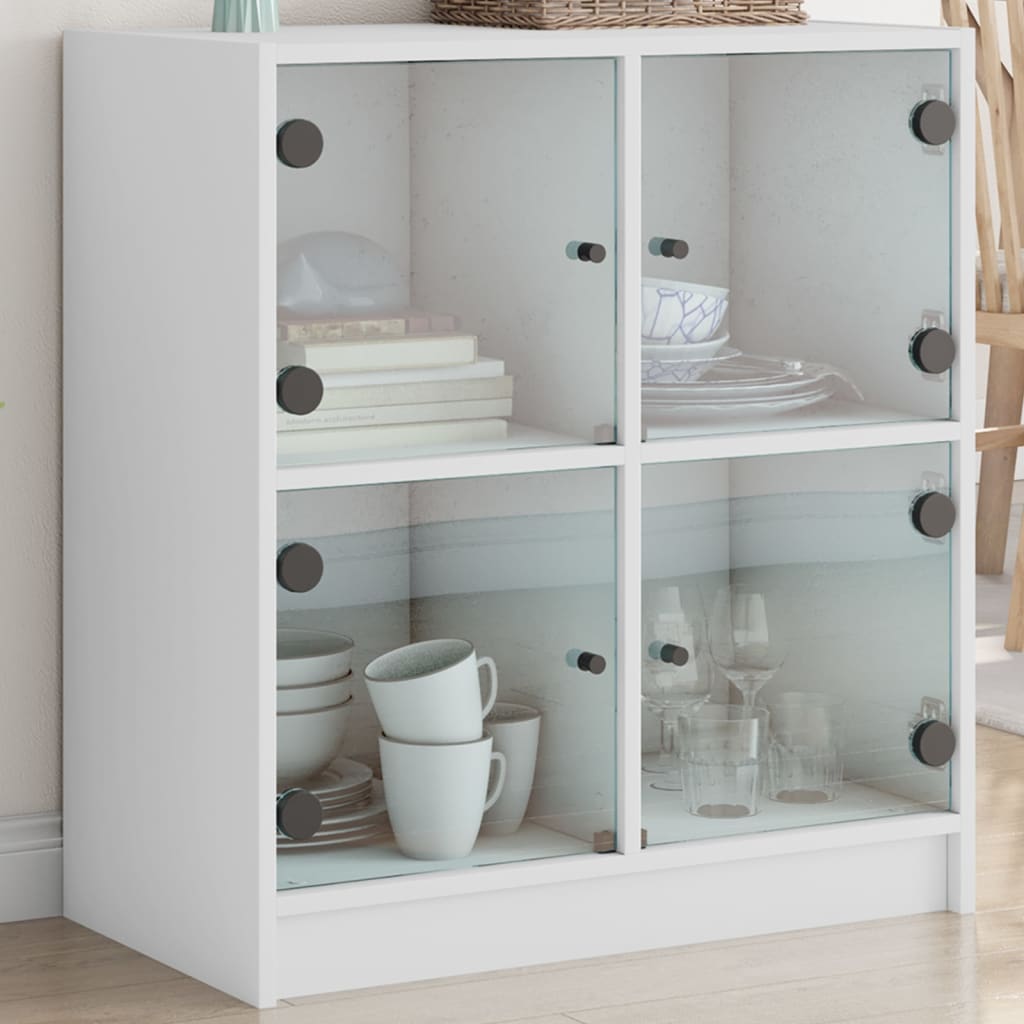 vidaXL Armario auxiliar con puertas de vidrio blanco 68x37x75,5 cm