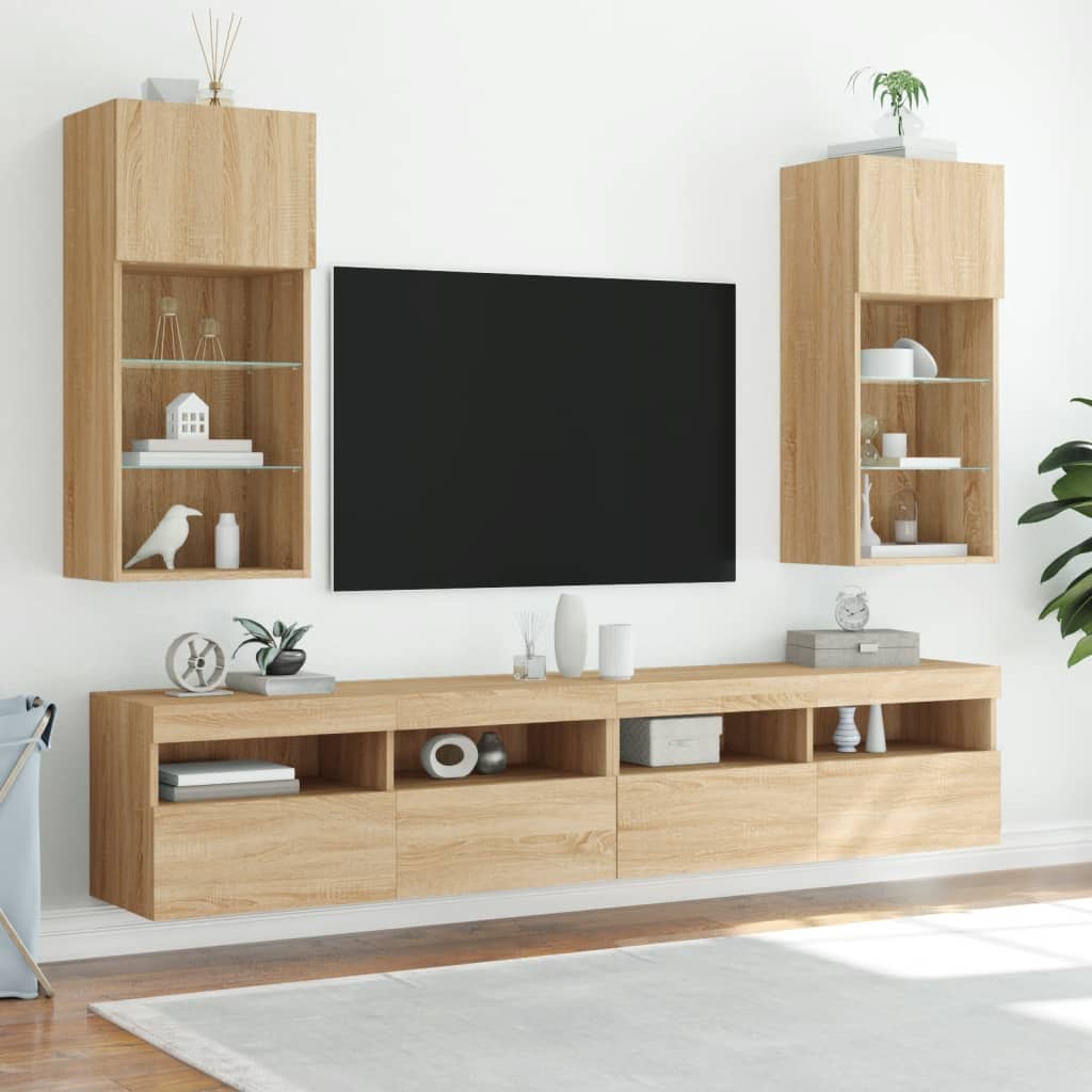 vidaXL Mueble para TV con luces LED roble Sonoma 40,5x30x90 cm