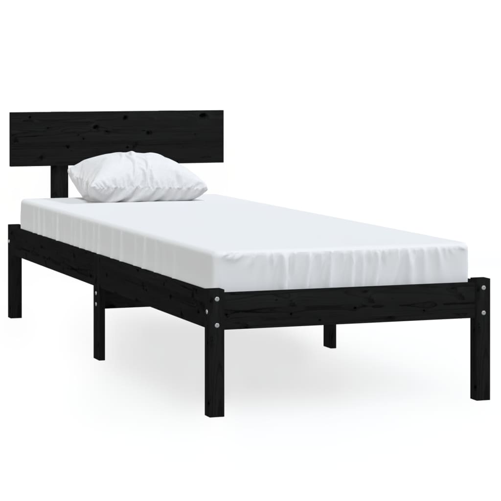 vidaXL Estructura de cama madera maciza de pino negro 100x200 cm