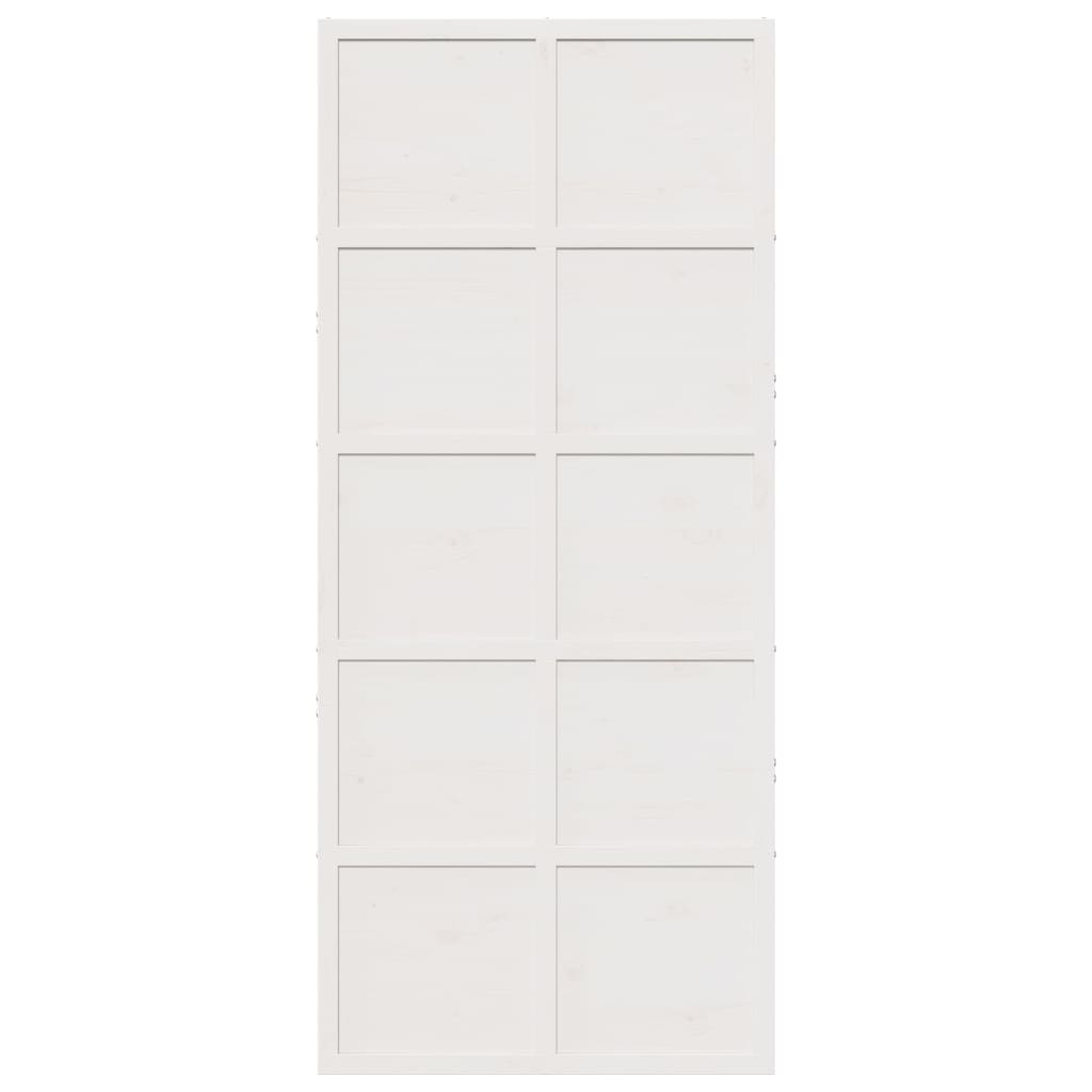 vidaXL Puerta de granero madera maciza pino blanca 90x208 cm