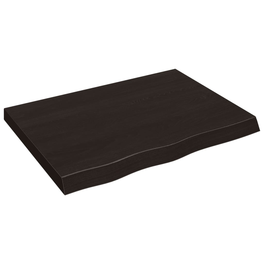 vidaXL Encimera baño madera maciza tratada marrón oscuro 80x60x(2-6)cm