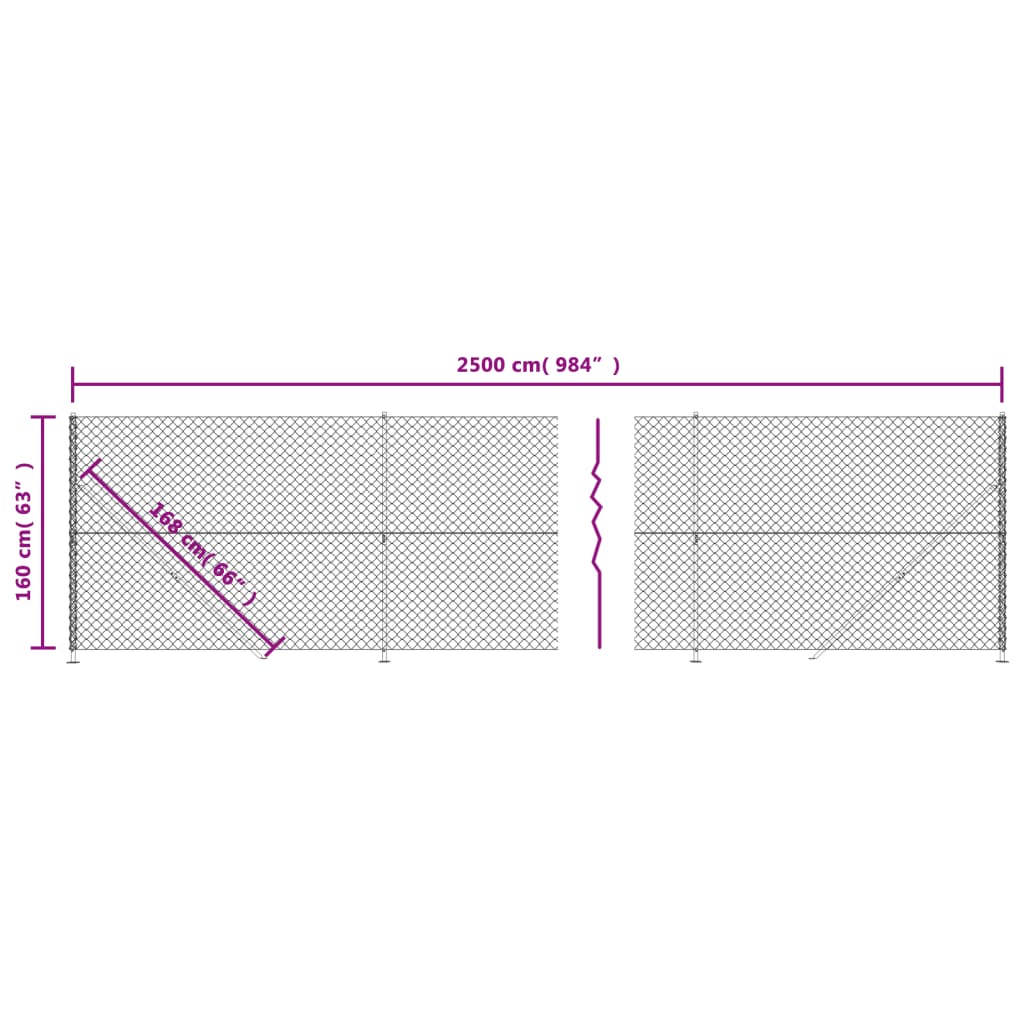 vidaXL Cerca de alambre con brida plateada 1,6x25 m