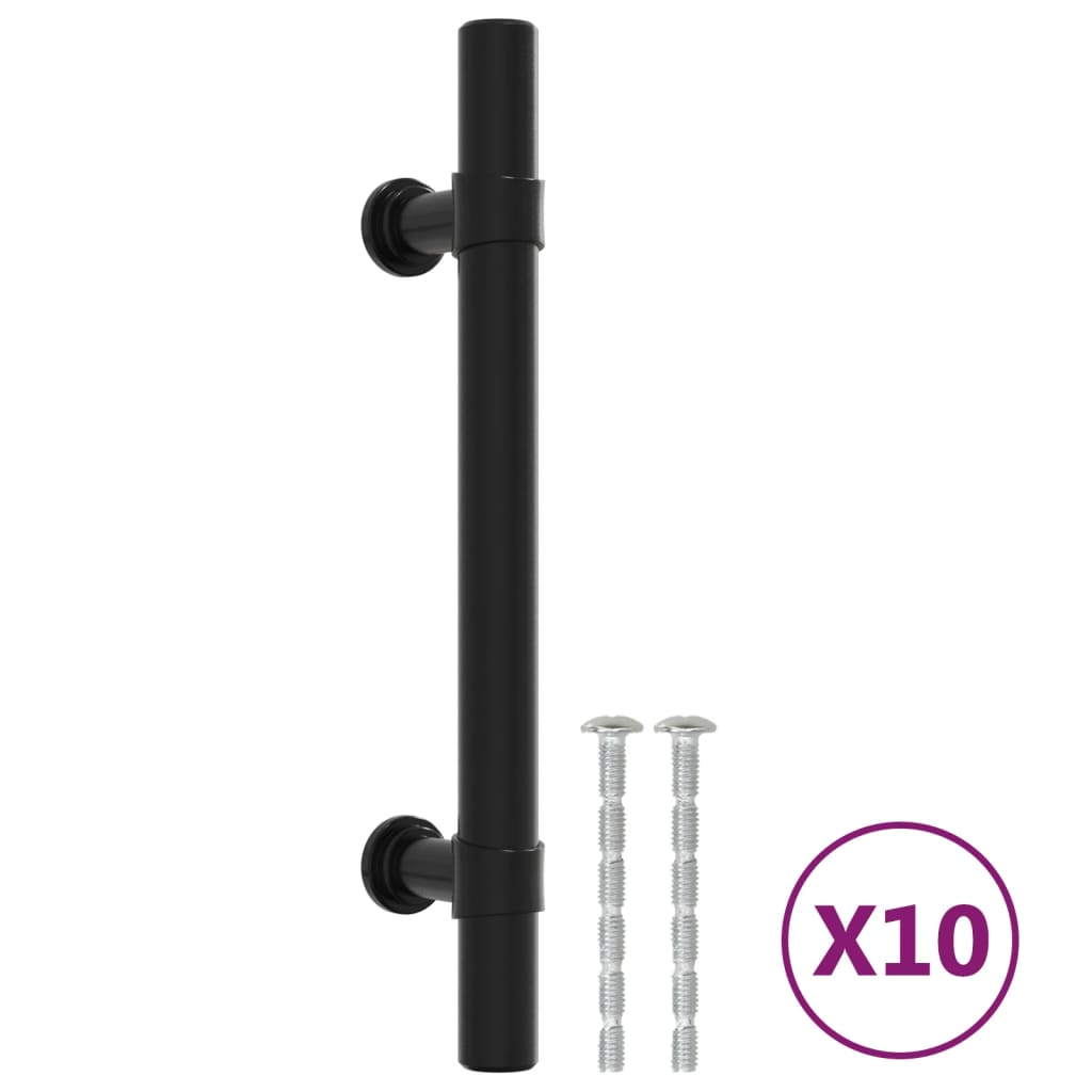 vidaXL Tiradores para armarios 10 uds acero inoxidable negro 96 mm