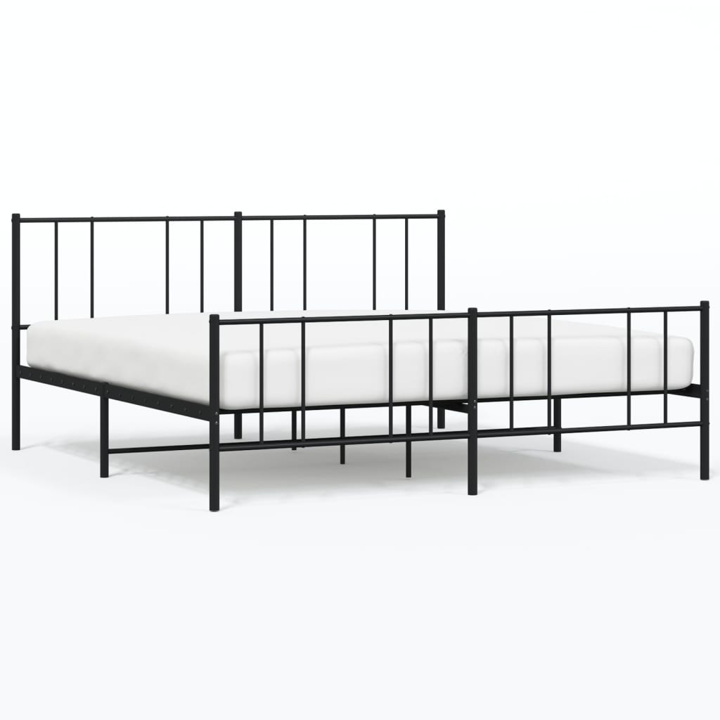 vidaXL Estructura cama sin colchón con estribo metal negro 180x200 cm