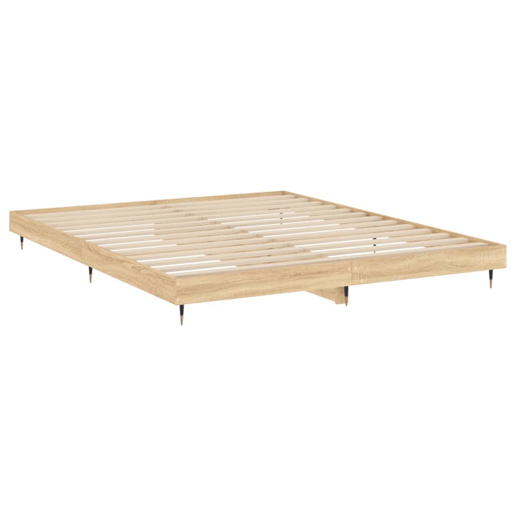 vidaXL Estructura de cama madera de ingeniería roble Sonoma 200x200 cm