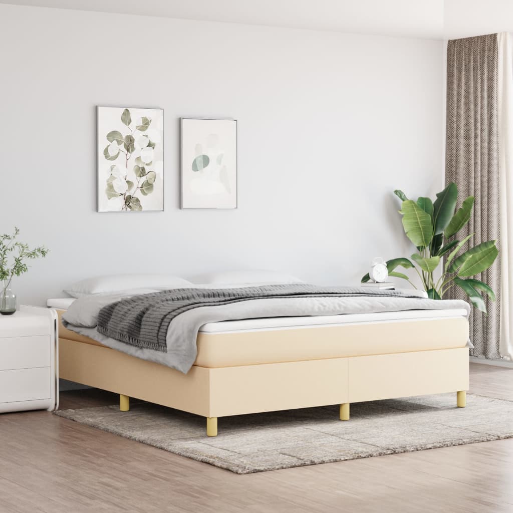 vidaXL Cama box spring con colchón tela color crema 160x200 cm