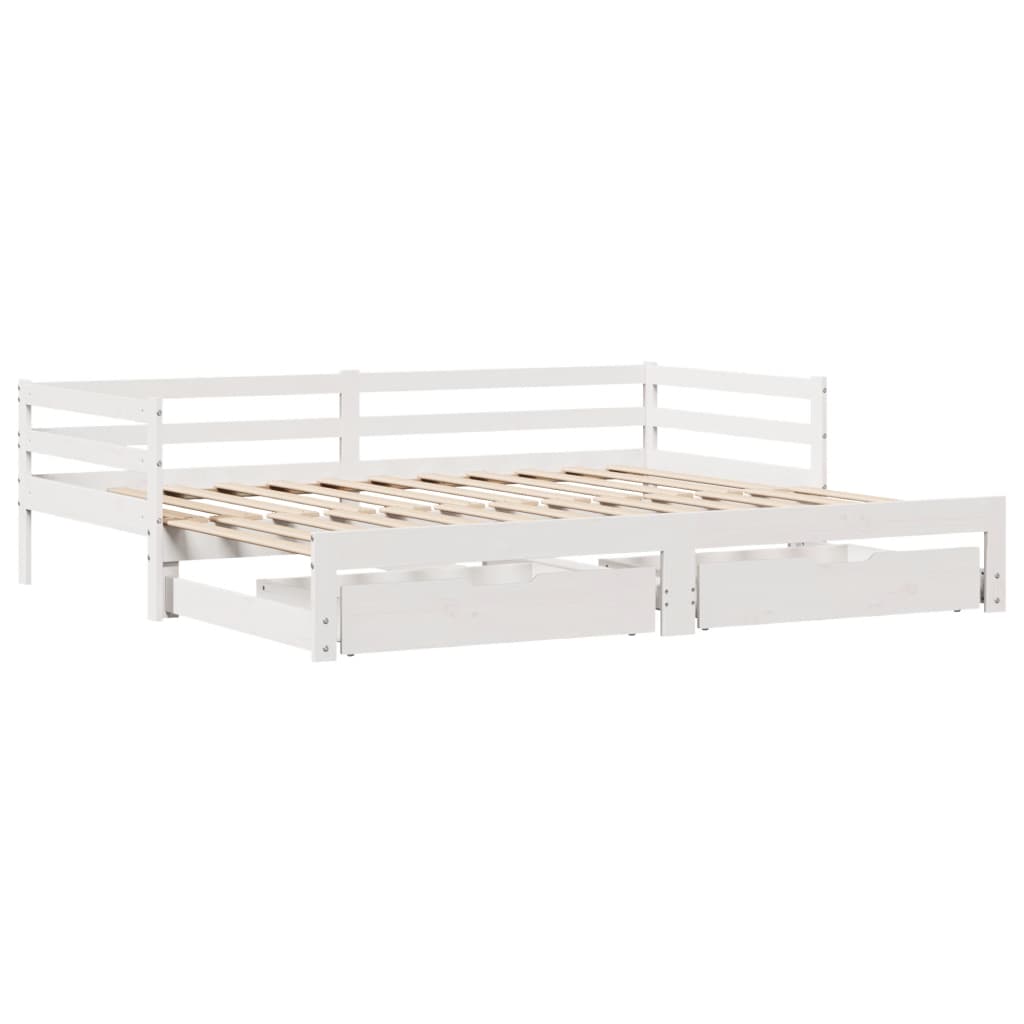 vidaXL Sofá cama nido con cajones madera maciza pino blanca 90x190 cm