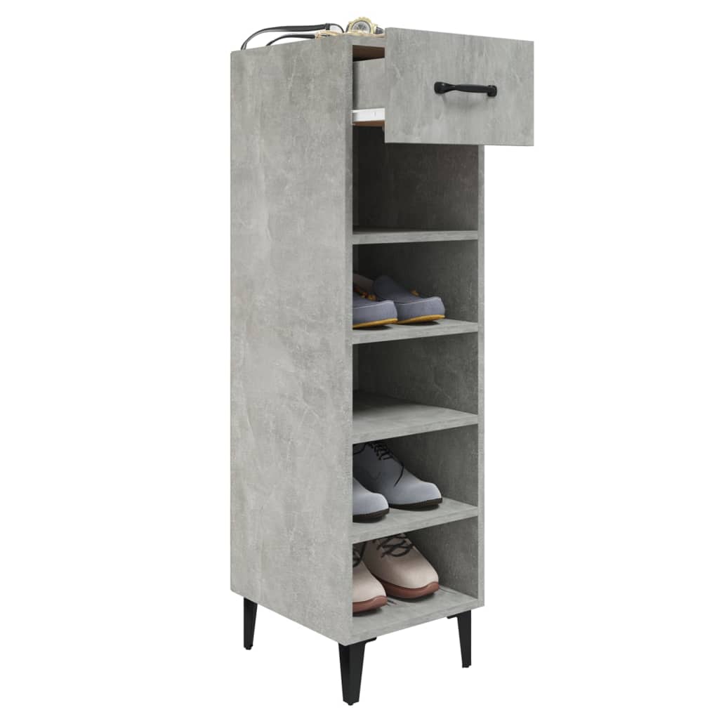 vidaXL Mueble zapatero madera contrachapada gris hormigón 30x35x105 cm