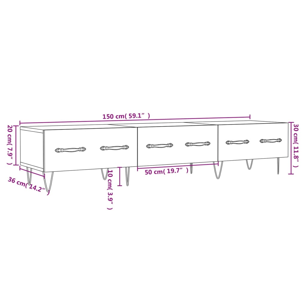 vidaXL Mueble de TV madera de ingeniería roble ahumado 150x36x30 cm