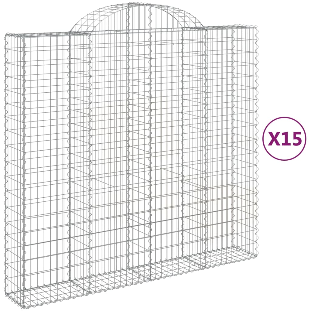 vidaXL Cestas gaviones 15 uds forma de arco hierro 200x50x180/200 cm