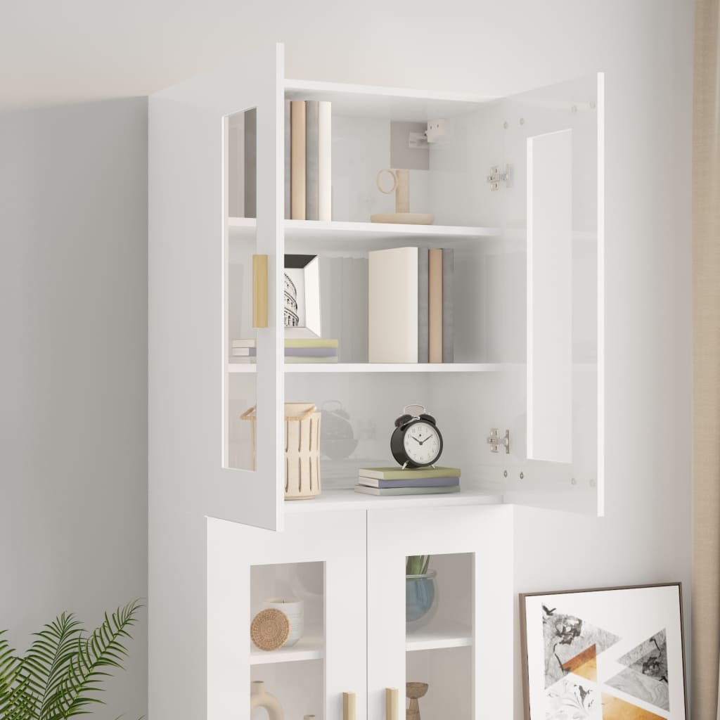 vidaXL Armario de pared colgante blanco brillante 69,5x34x90 cm