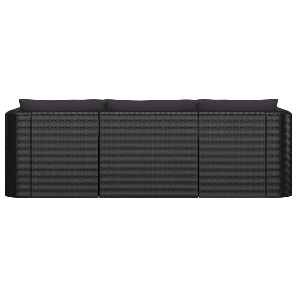 vidaXL Set muebles de jardín 8 piezas y cojines ratán sintético negro