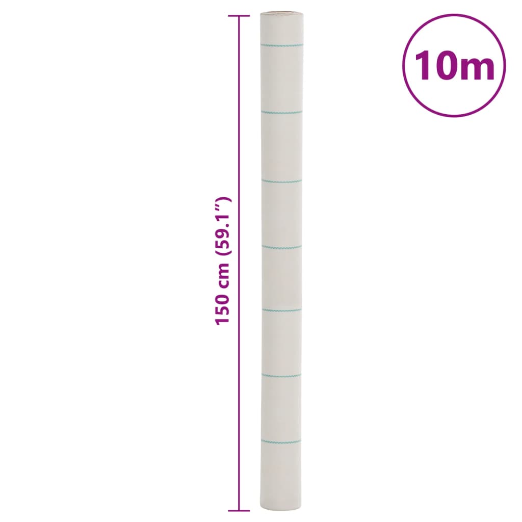 vidaXL Membrana de malezas PP blanca 1,5x10 m