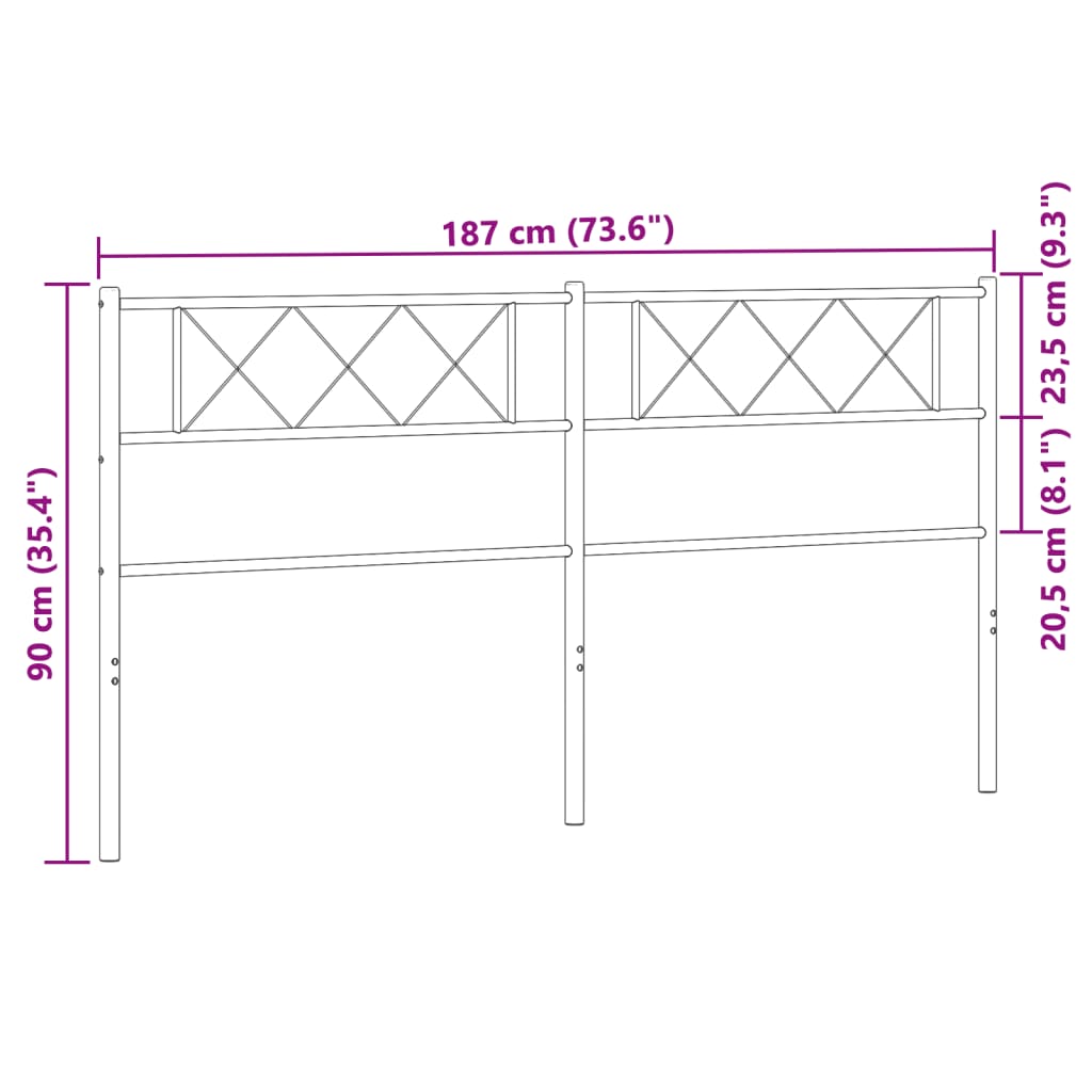 vidaXL Cabecero de metal blanco 180 cm