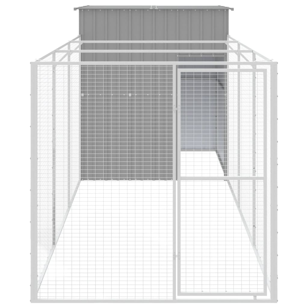 vidaXL Caseta perros corral acero galvanizado gris claro 165x455x181cm