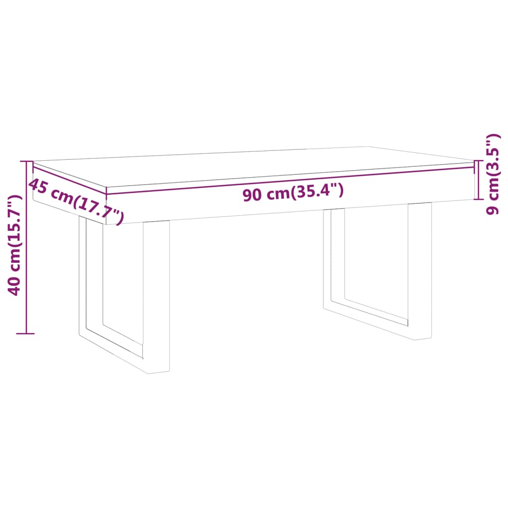 vidaXL Mesa de centro MDF y hierro marrón claro y negro 90x45x40 cm