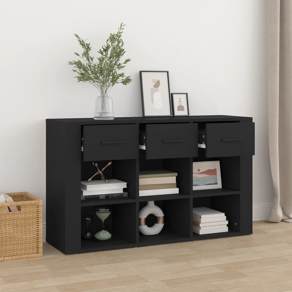 vidaXL Aparador de madera contrachapada negro 100x30x59,5 cm