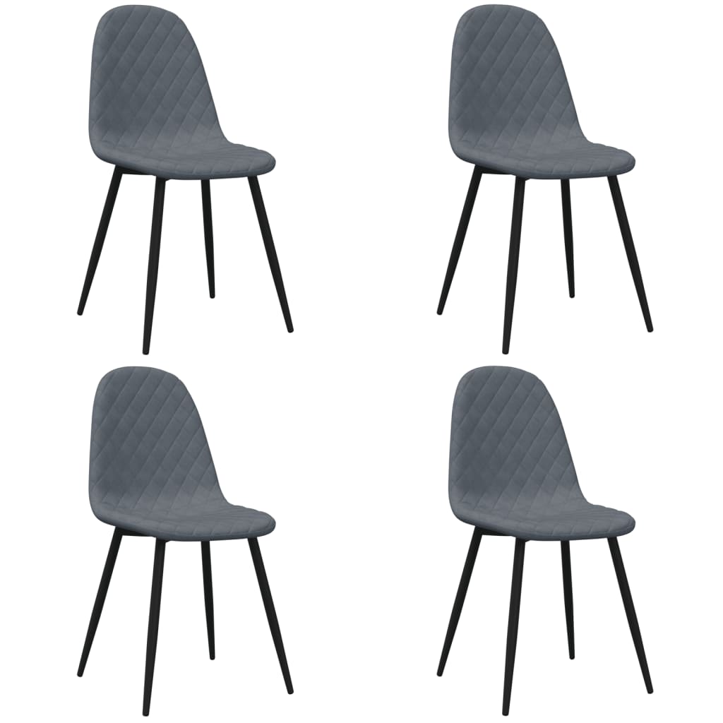 vidaXL Sillas de comedor 4 unidades terciopelo gris oscuro