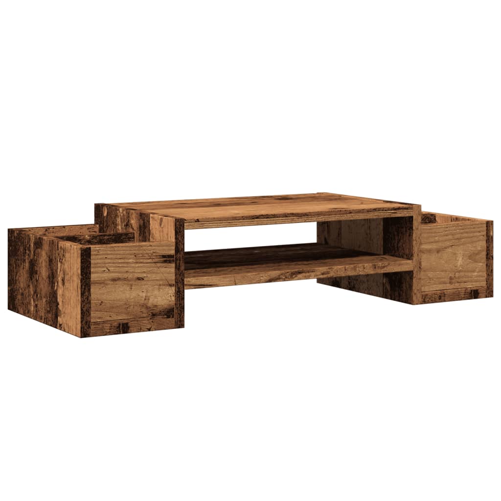 vidaXL Soporte de pantalla con almacenaje madera envejecida 70x27x15cm