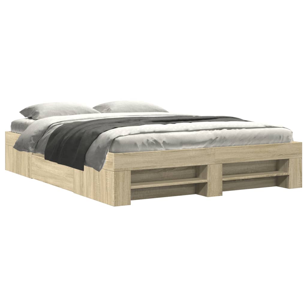 vidaXL Estructura de cama sin colchón madera roble Sonoma 150x200 cm