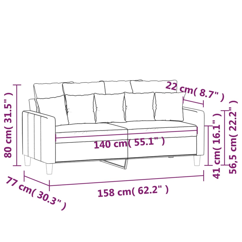 vidaXL Sofá de 2 plazas terciopelo marrón 140 cm