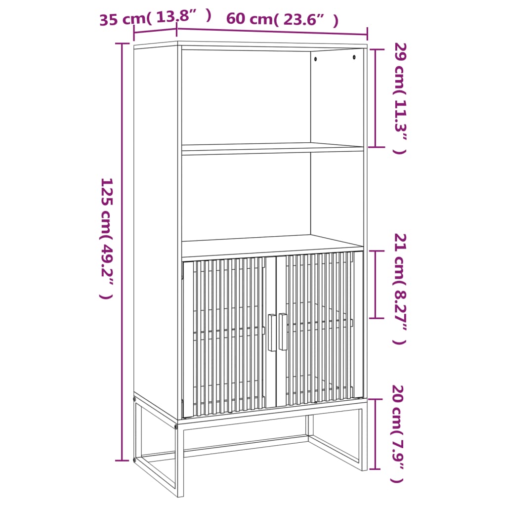 vidaXL Aparador alto madera contrachapada 60x35x125 cm