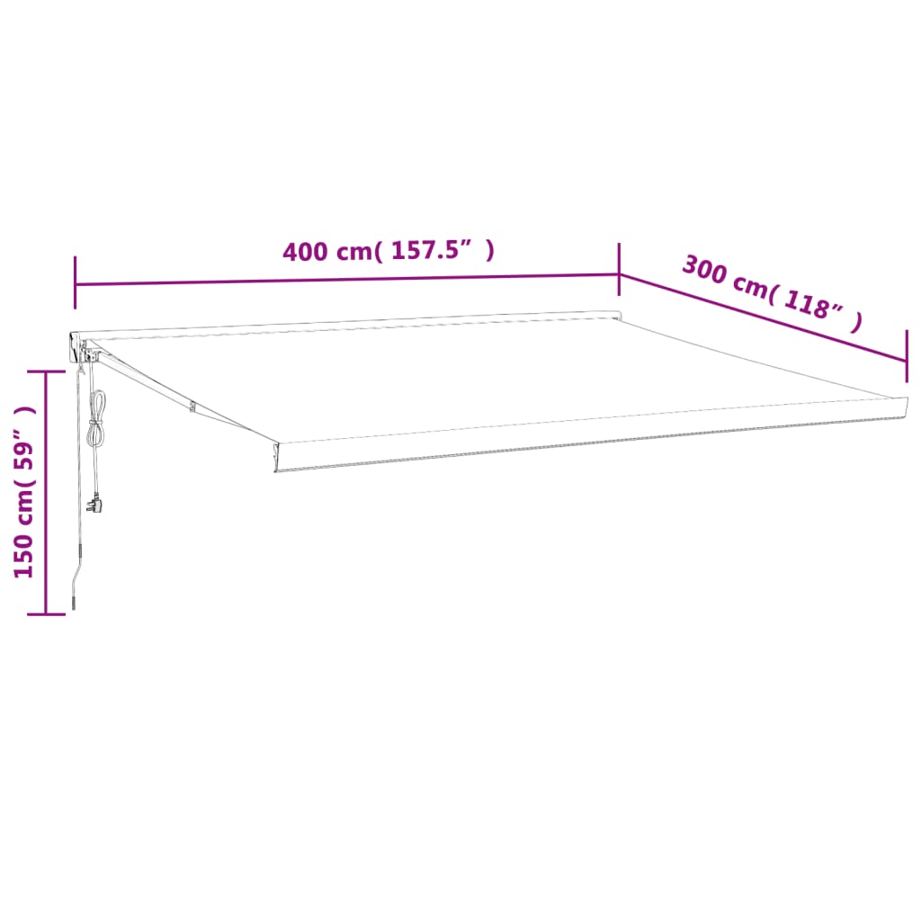 vidaXL Toldo retráctil aluminio y tela amarillo y blanco 4x3 m