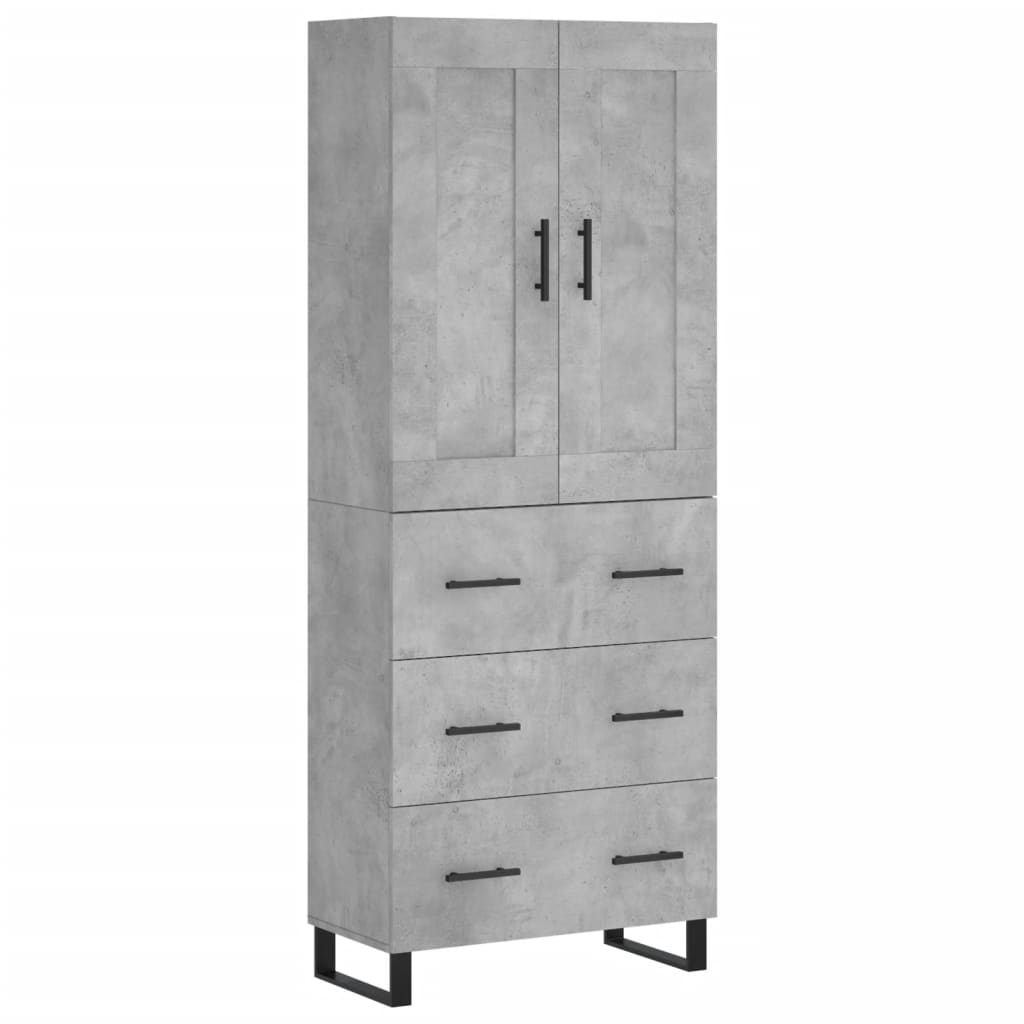 vidaXL Aparador alto madera contrachapada gris hormigón 69,5x34x180 cm