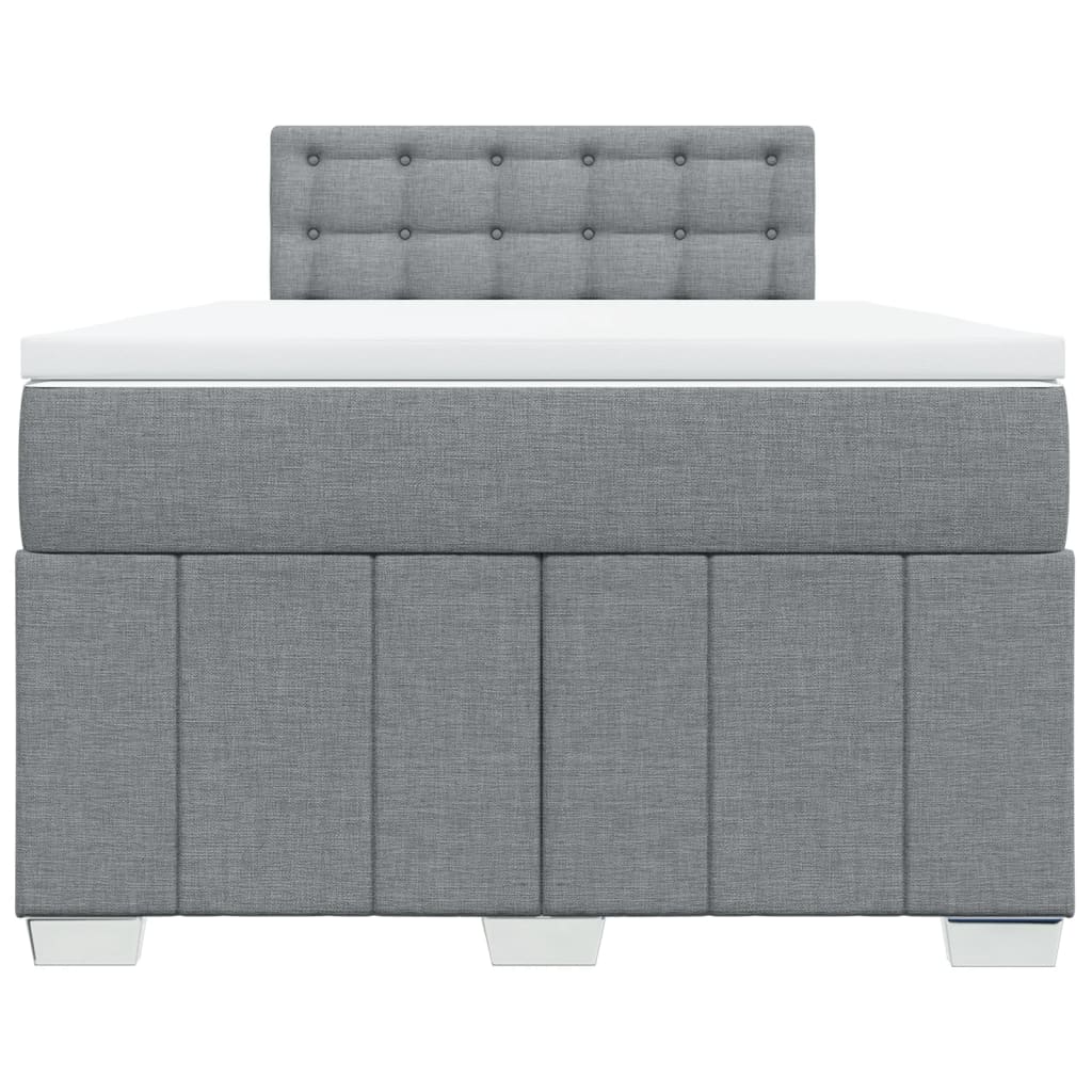 vidaXL Cama box spring con colchón tela gris claro 120x200 cm