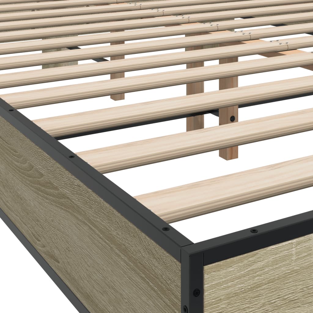 vidaXL Estructura cama madera ingeniería metal roble Sonoma 120x190 cm