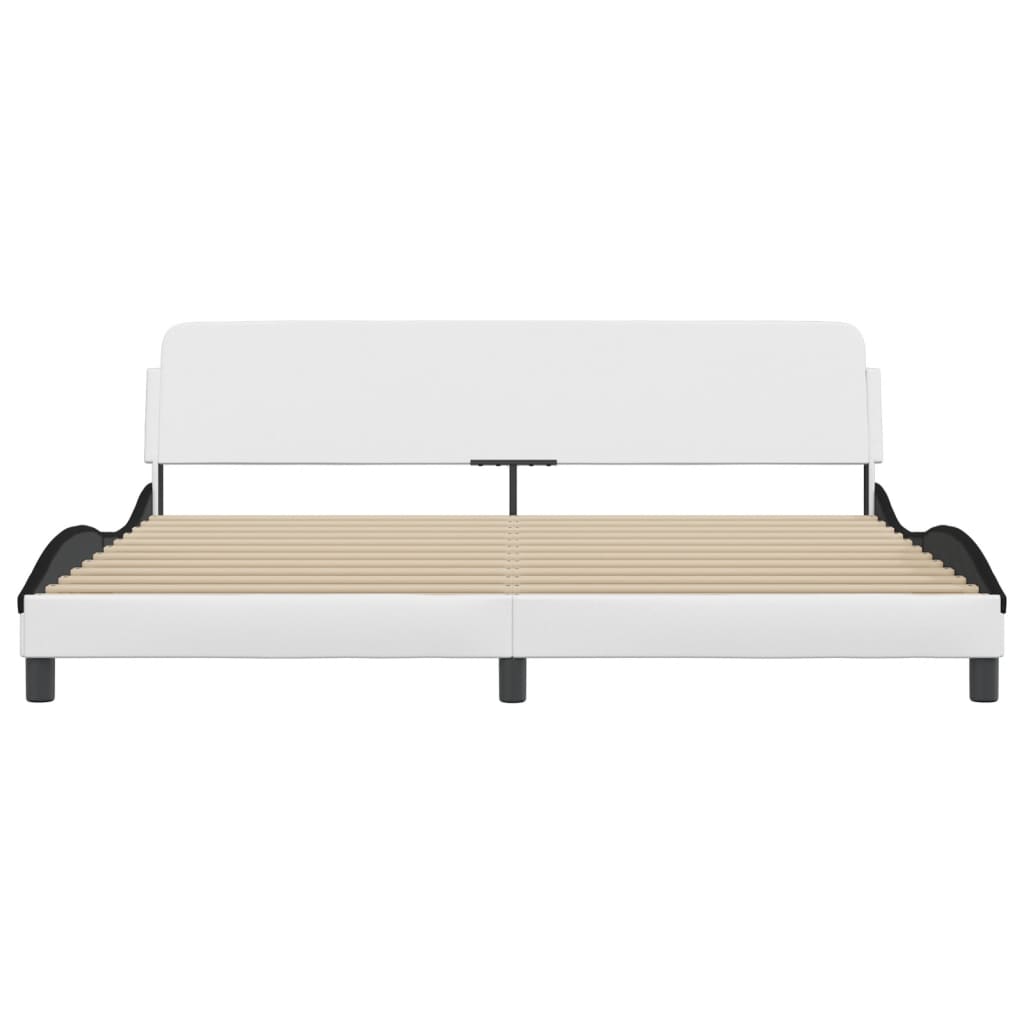 vidaXL Estructura de cama con cabecero cuero sintético blanco y negro