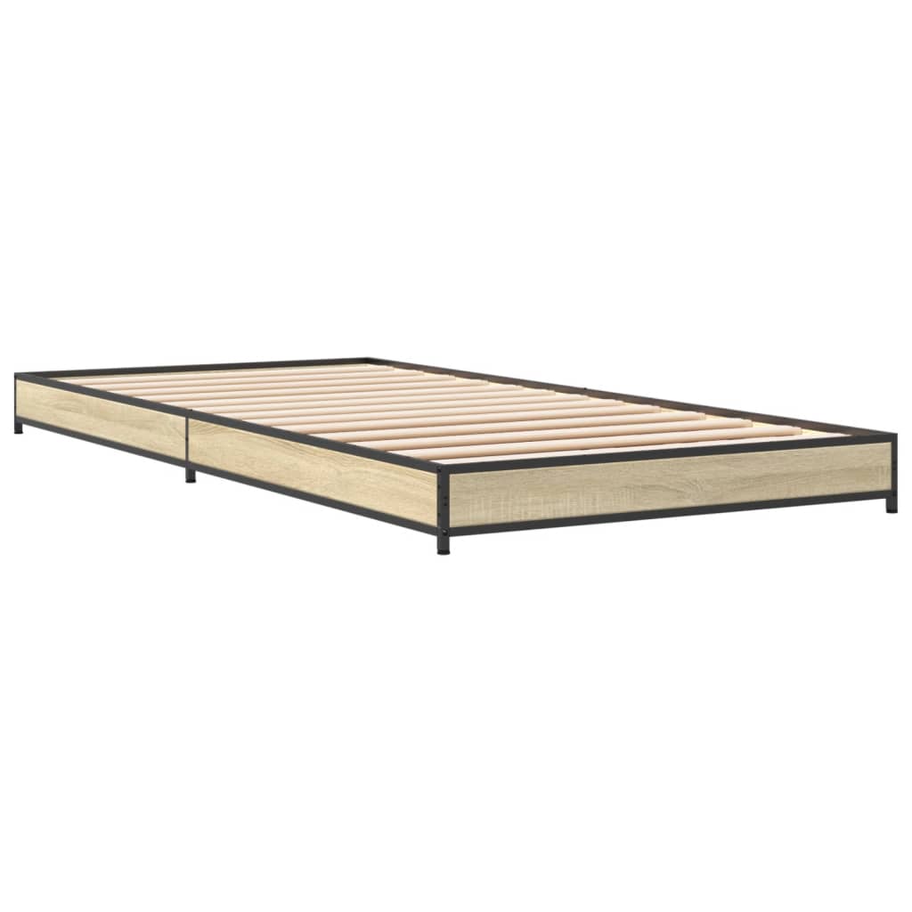 vidaXL Estructura cama madera ingeniería metal roble Sonoma 75x190 cm