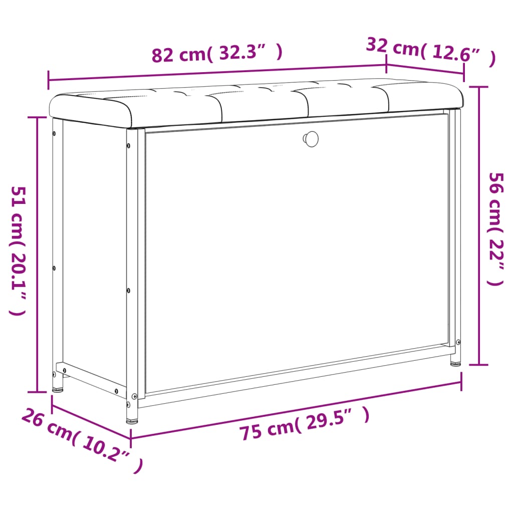 vidaXL Banco zapatero con cajón abatible roble marrón 82x32x56 cm