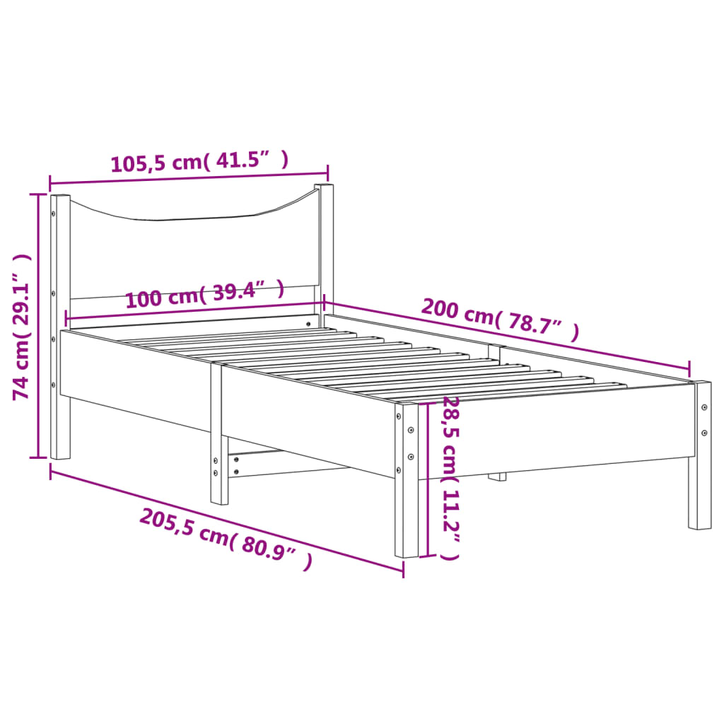 vidaXL Estructura cama sin colchón madera maciza pino blanca 100x200cm