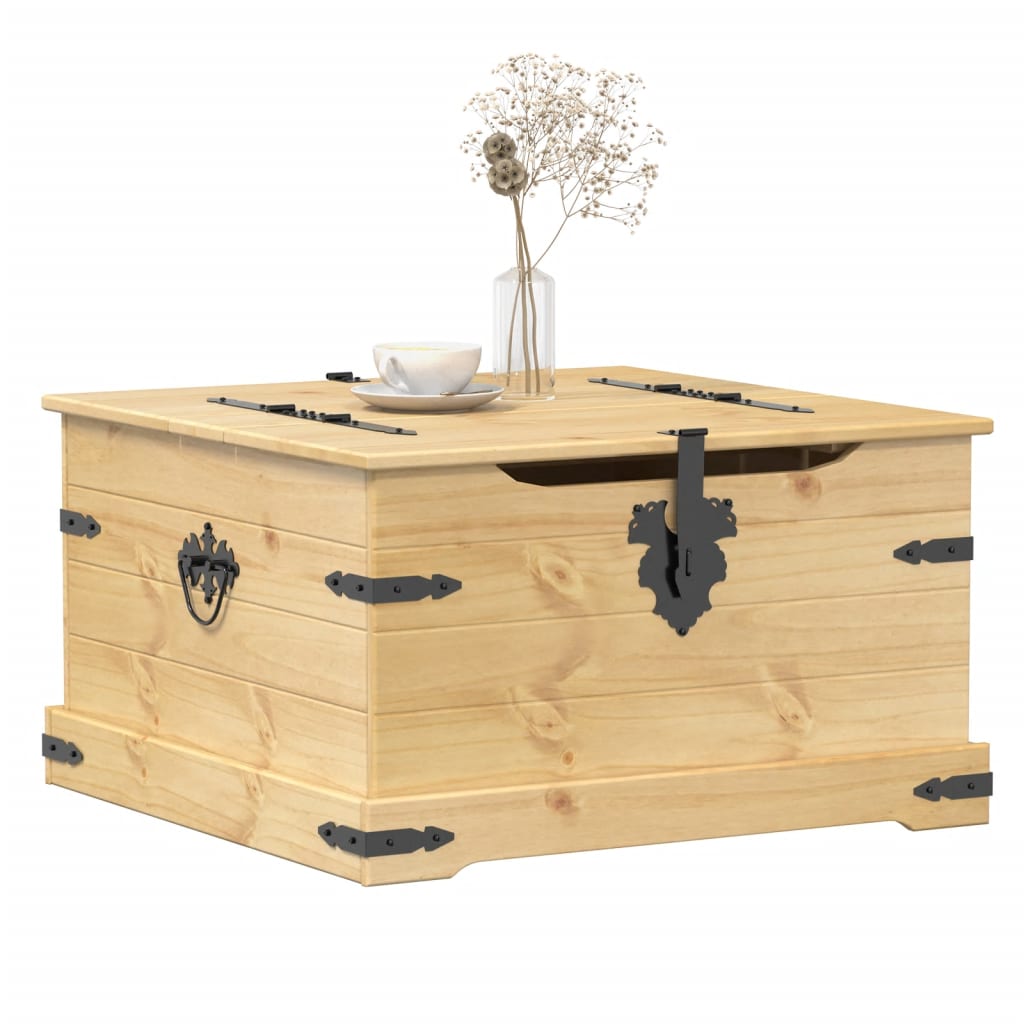 vidaXL Caja de almacenaje Corona madera maciza de pino 78x78x45 cm